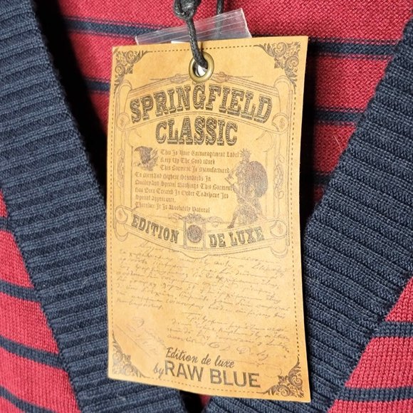 Springfield Classic NWT Men's Burgundy & Navy Striped Cardigan Size XXL - Picture 4 of 9